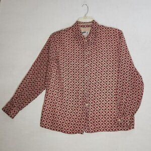 Vintage Style Style & Co Geometric Button Down Blouse Women’s 10 Long Sleeve Top